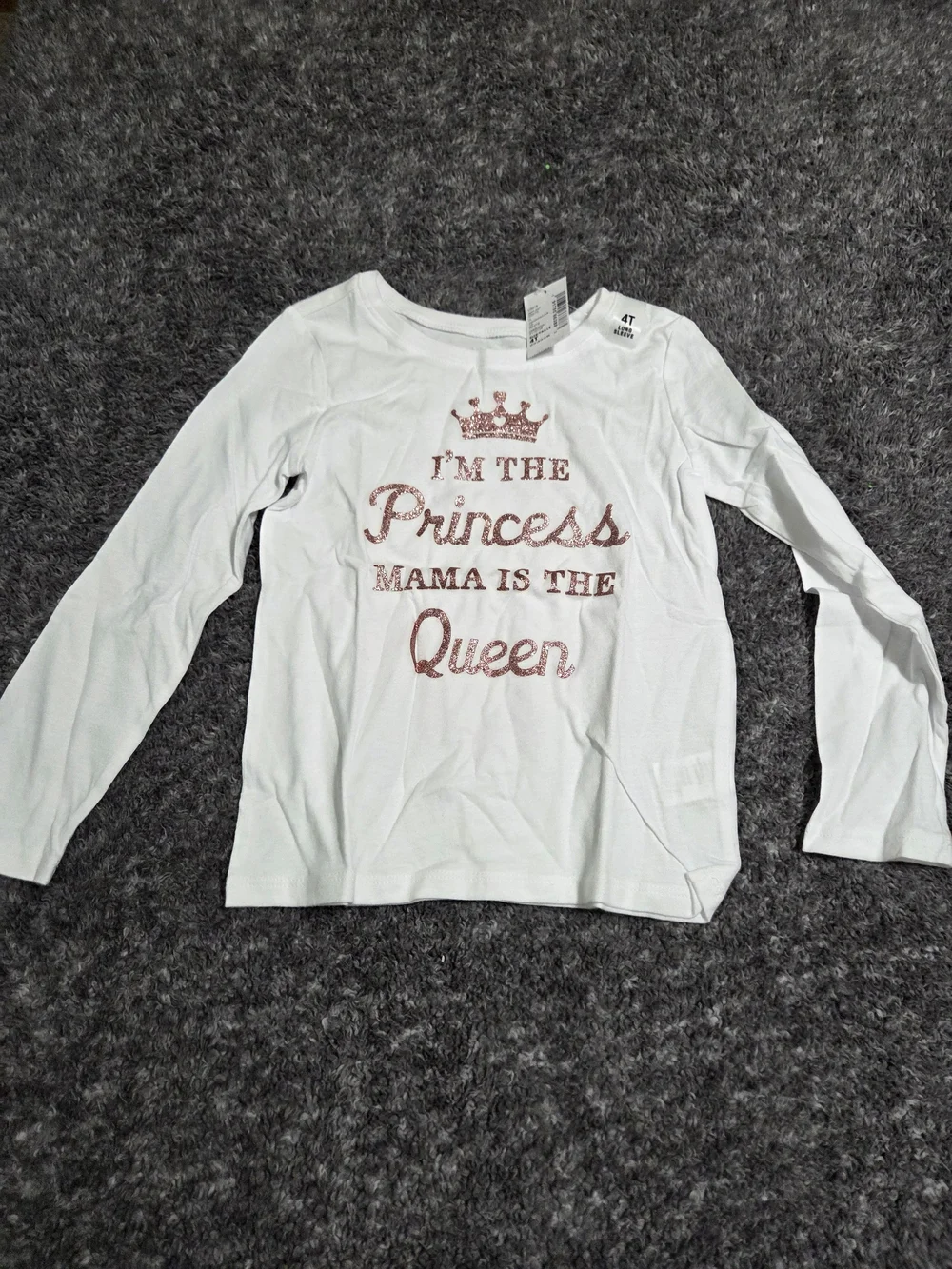 The Children's Place White Long-Sleeve Tee with Rose-Gold Glitter Script